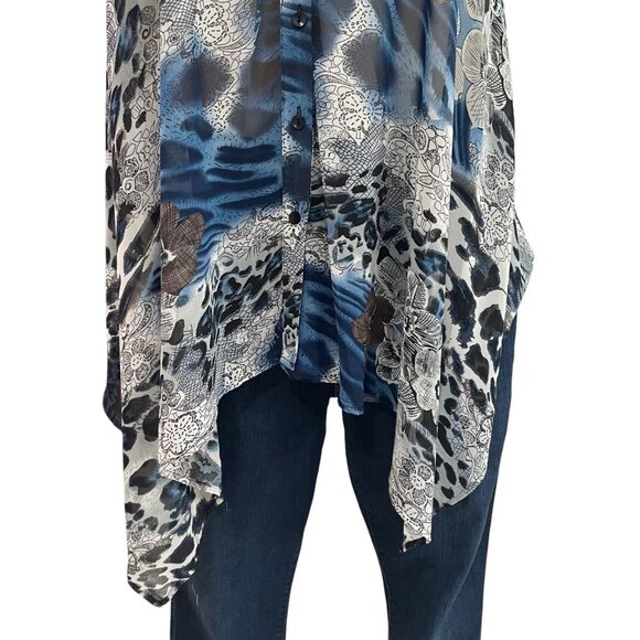 Jaipur XL Sleeveless Boho Top Animal Asymmetric Lightweight Festival Summer - Picture 8 of 9